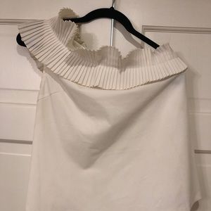 White One Shoulder Ruffle Top